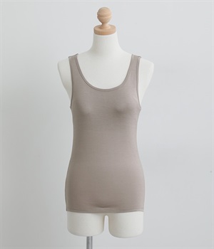 シルク100％　カップ付きタンクトップ(トープ-L)