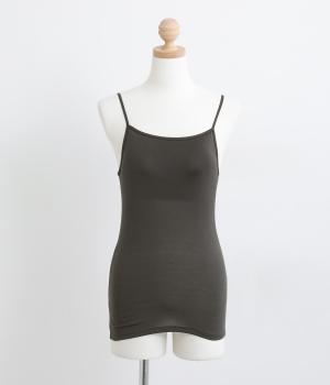 シルク100%カップ付きキャミソール(チャコール-L)