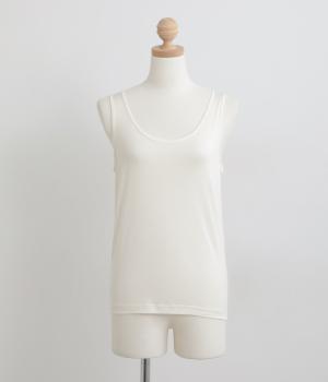 正絹シルク100%インナー タンクトップ (天竺編み)(オフホワイト-L)