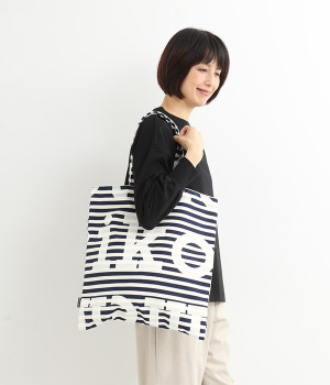 ボーダーロゴトートバッグ(ネイビー-ONESIZE)