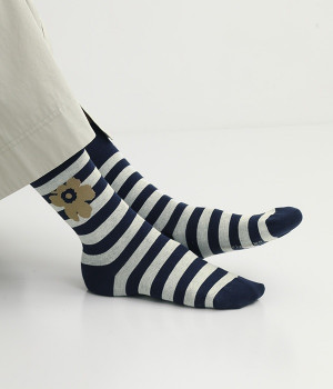ボーダー×ウニッコソックス(ネイビー-ONESIZE)