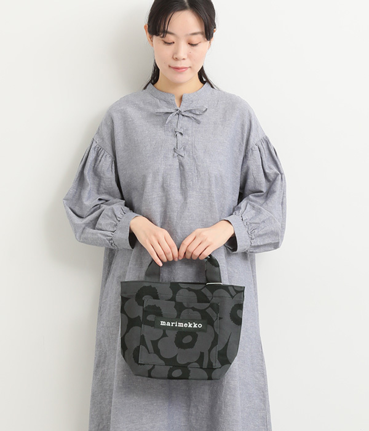 Lunchbag Solid　トートバッグ(グレー×ブラック-ONESIZE)