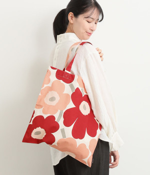 【アジア限定】Pieni Unikko トートバッグ(レッド×ピンク-ONESIZE)