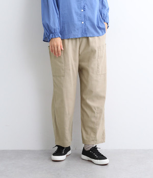 裏使いツイルカーゴパンツ(ライトベージュ-L)