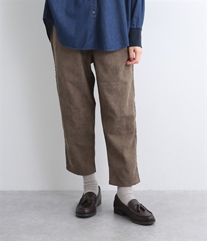 コーデュロイテーパードパンツ(オリーブ-L)