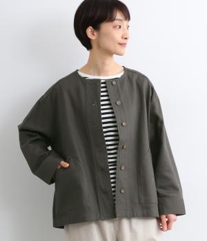 ソフトカツラギノーカラージャケット(スミクロ-L)