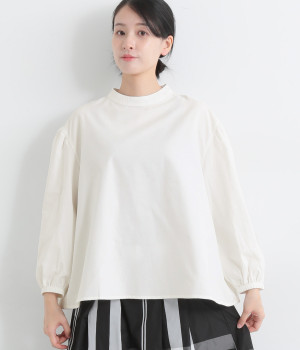 コットン平織り微起毛プルオーバーシャツ(オフ-L)