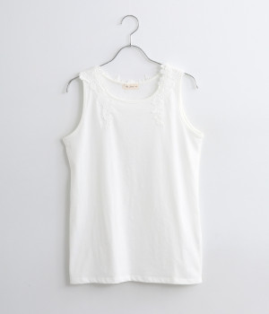 バックレース使い天竺タンクトップ(オフホワイト-L)