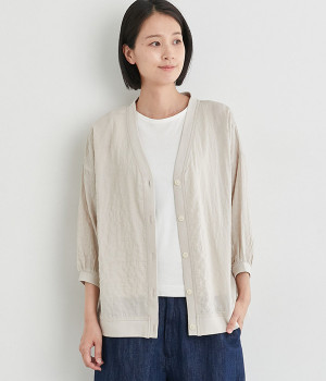 表面変化カーディガン(ベージュ-L)