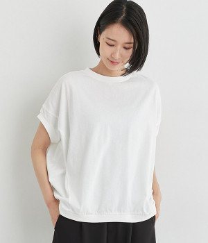 コットン天竺ドルマンＴシャツ(オフホワイト-L)
