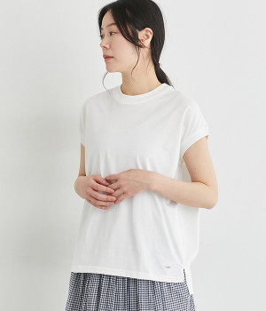 【neilikka】コットンクリーン天竺フレンチスリーブＴシャツ(オフホワイト-L)