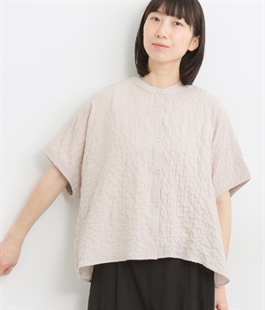 表面変化ワイドシャツ(ベージュ-L)