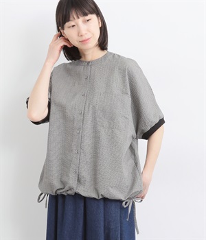 サッカーサイドドロストシャツ(ブラック×ベージュ-L)