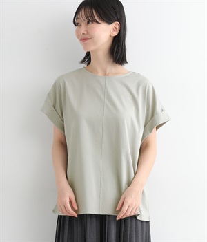 【neilikka】コットンクリーン天竺　袖ターンバックＴシャツ(ミント-L)