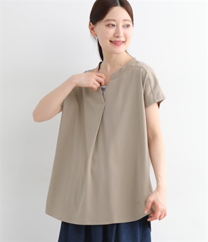 【neilikka】コットンクリーン天竺抜き襟Ｔシャツ(モカ-L)