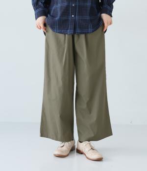 表ツイルピーチ　ワイドパンツ(カーキ-L)