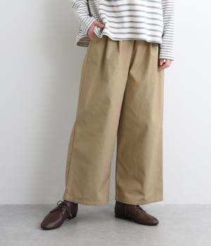 裏使いツイルワイドパンツ(ベージュ-L)