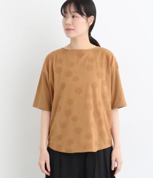 ＴＣ天竺　前身ドット布帛切替5分袖Ｔシャツ(レンガ-M)