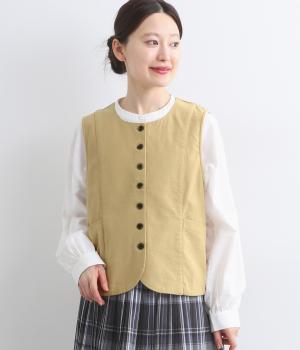 表微起毛　ポケット付き布帛ベスト(ベージュ-L)