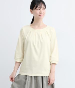 ＯＥ天竺　後布帛切替７分袖Ｔシャツ