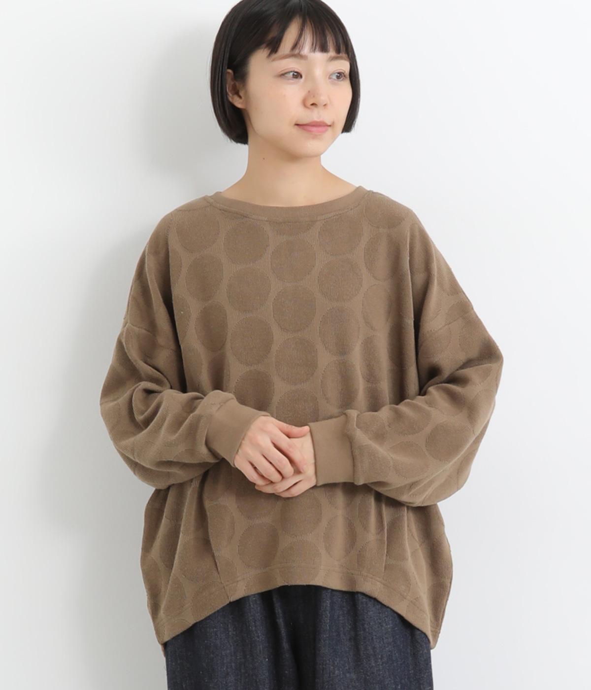 ドットジャカード長袖Ｔシャツ(モカ-M)