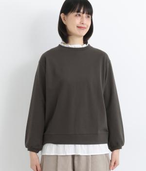 ミニ裏毛　フェイクレイヤード　長袖Ｔシャツ(スミクロ-M)