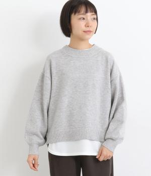 フェイクレイヤードセーター(ライトグレー-M)