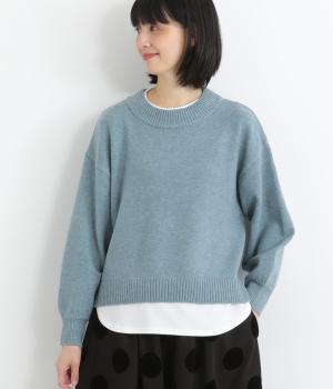 フェイクレイヤードセーター(サックス-L)