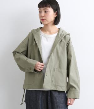 裏使いツイルフーディー(オリーブ-L)