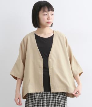 接触冷感ハンサムなハーフスリーブジャケット(ベージュ-M)