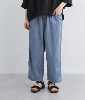 接触冷感暑い日にも穿けるデニムパンツ(サックス-M)