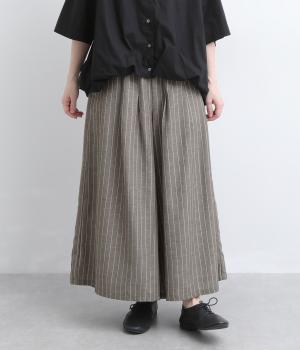 接触冷感ひらりと踊るスカーチョ(チャコール×アイボリー-L)