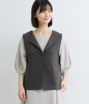 リネン入りダブルフロントベスト