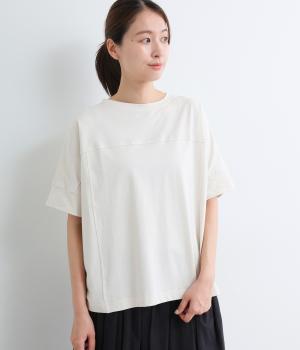 OE天竺切替5分袖Ｔシャツ(ライトグレー-L)