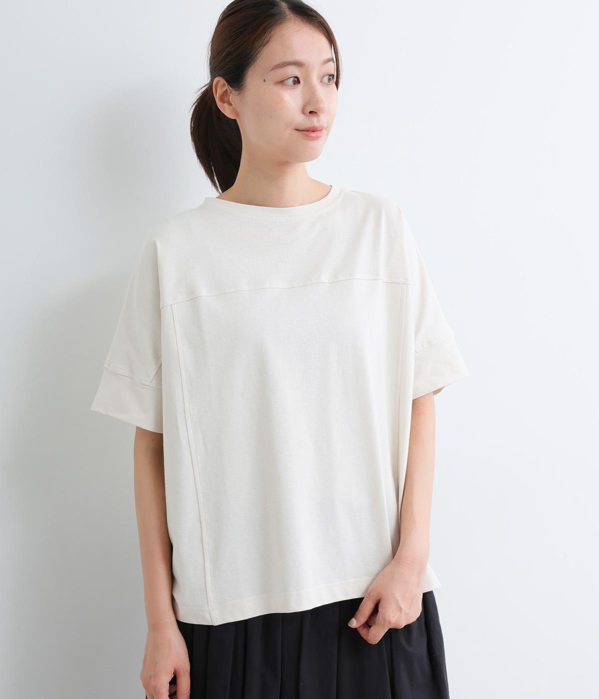 OE天竺切替5分袖Ｔシャツ(ライトグレー-M)