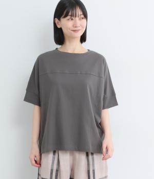 OE天竺切替5分袖Ｔシャツ(スミクロ-L)