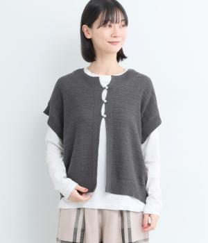 カギ編みこなれ感ニットカーディガン(スミクロ-L)