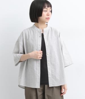 リネンタッチしっかり者のハーフスリーブシャツ(オフ-M)