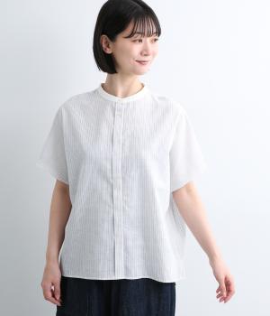 接触冷感優等生になりたかった半袖シャツ(ブルーグレー×オフ-L)