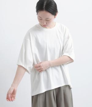接触冷感大人かわいいふんわり半袖Tシャツ(オフ-L)