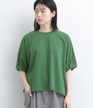 接触冷感大人かわいいふんわり半袖Tシャツ(グリーン-L)