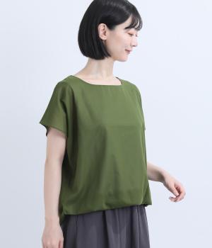 接触冷感風をまとう半袖プルオーバー(グリーン-L)