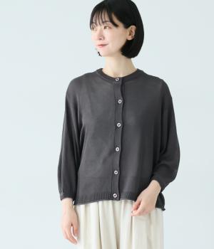 夏肌喜ぶ涼しげニットカーディガン(スミクロ-L)