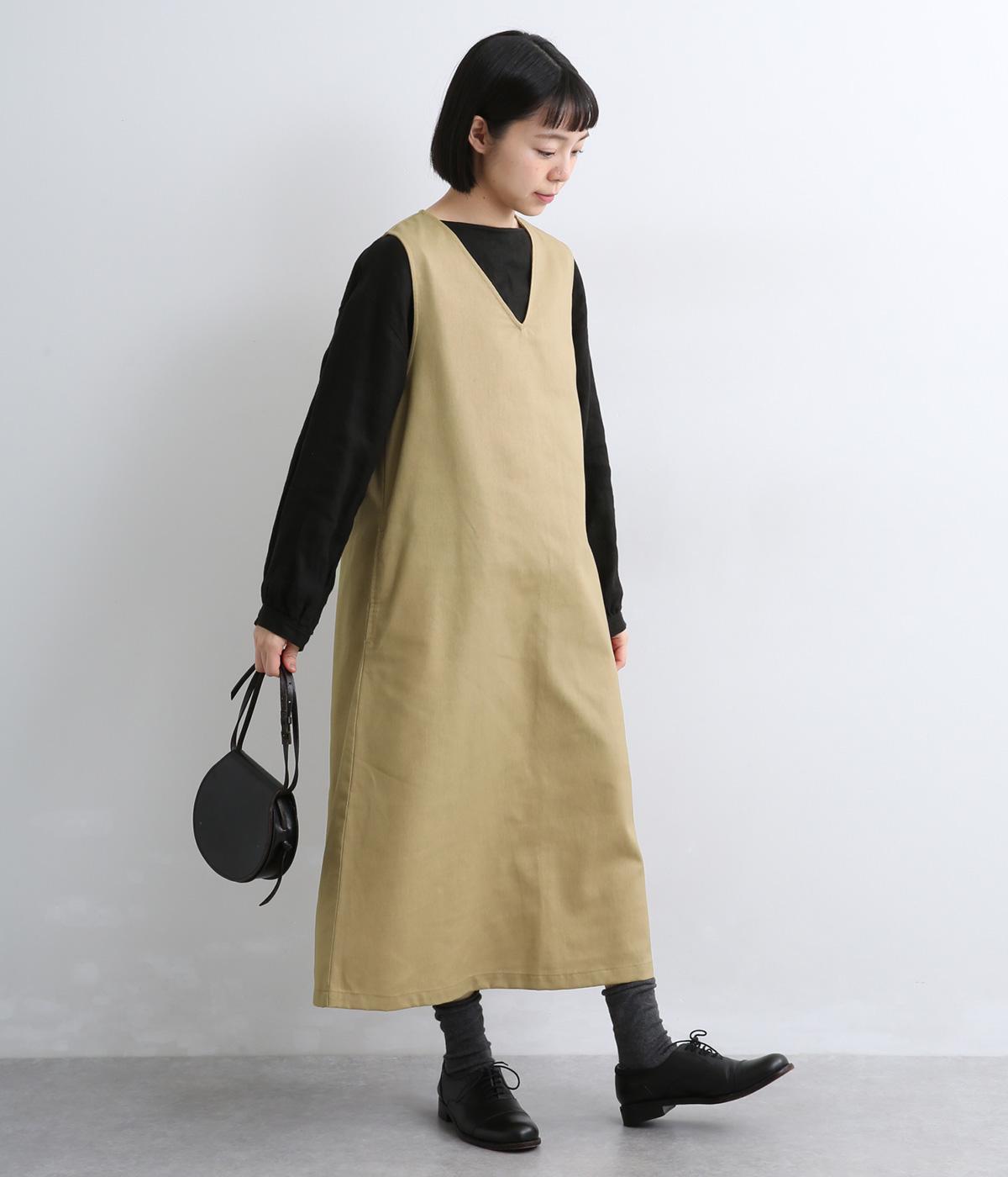 【Ouchi to Osoto】カポック混ノースリーブジャンパースカート(ベージュ-M)