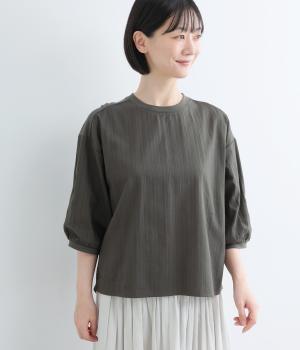 ひとくせが可愛いぽわんの7分袖Tシャツ(スミクロ-L)