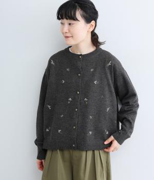 毎日を彩る小さな花束ニットカーディガン(スミクロ-L)