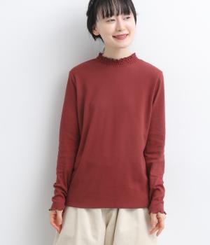愛らしさ満点メロウハイネック長袖Tシャツ（ダークレッド・L）