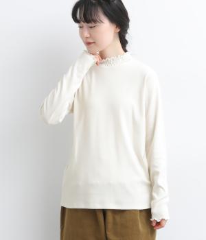 愛らしさ満点メロウハイネック長袖Tシャツ（クリーム・L）