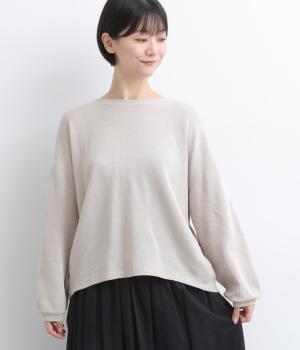 360度かわいいバックヘンリー長袖Tシャツ（グレージュ・L）
