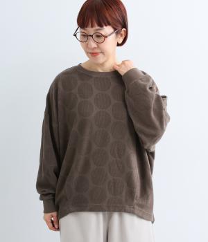 ころんとドットの長袖Tシャツ（ブラウン・L）